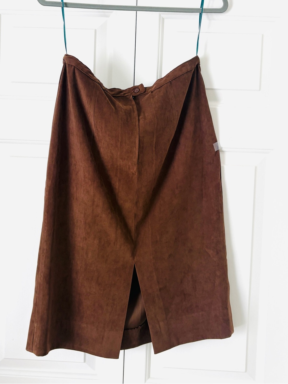 Brown Suede A-Line Midi Skirt